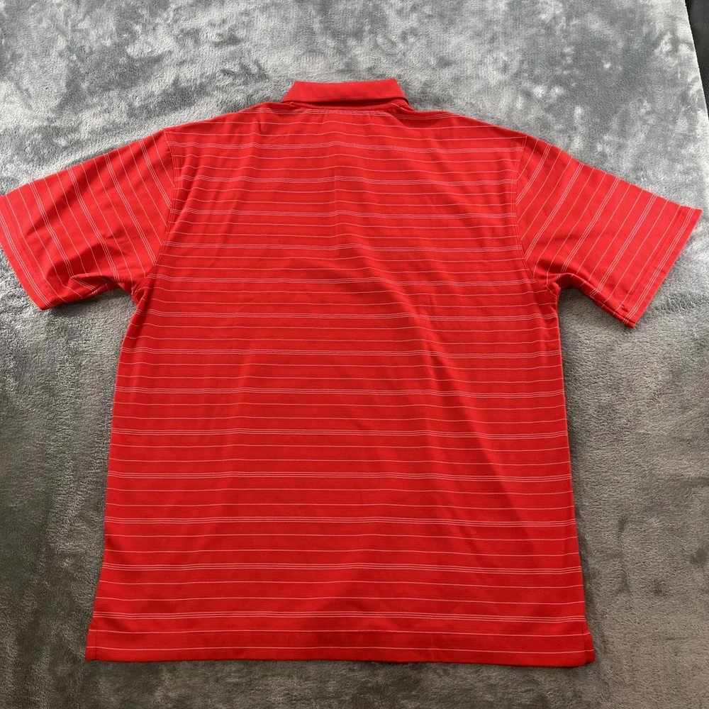 Nike Golf Fit Dry Men's Gold Polo Red‎ Striped Size Large